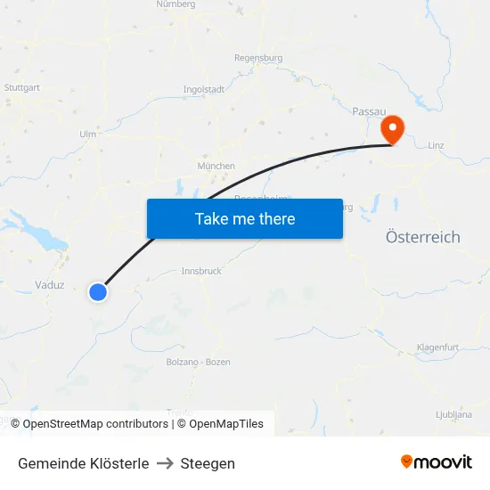 Gemeinde Klösterle to Steegen map