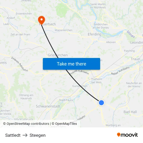 Sattledt to Steegen map