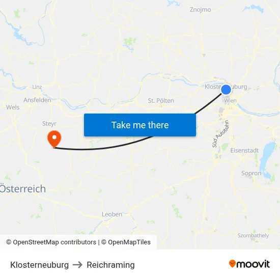 Klosterneuburg to Reichraming map