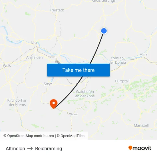 Altmelon to Reichraming map