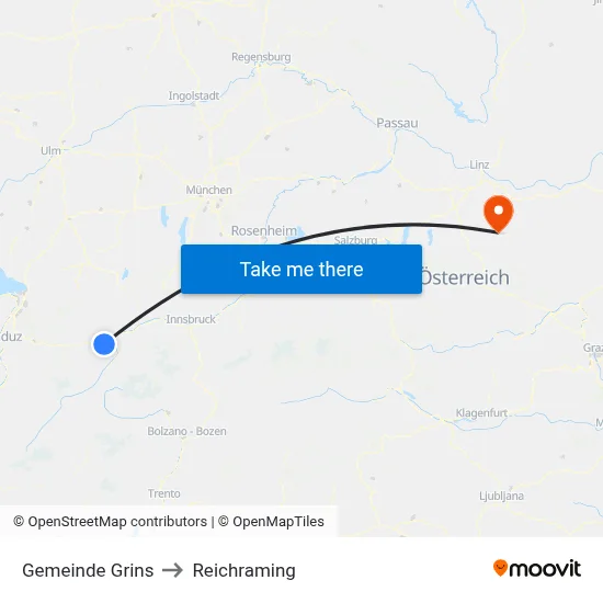 Gemeinde Grins to Reichraming map