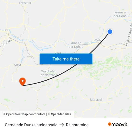 Gemeinde Dunkelsteinerwald to Reichraming map