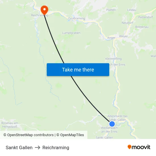 Sankt Gallen to Reichraming map