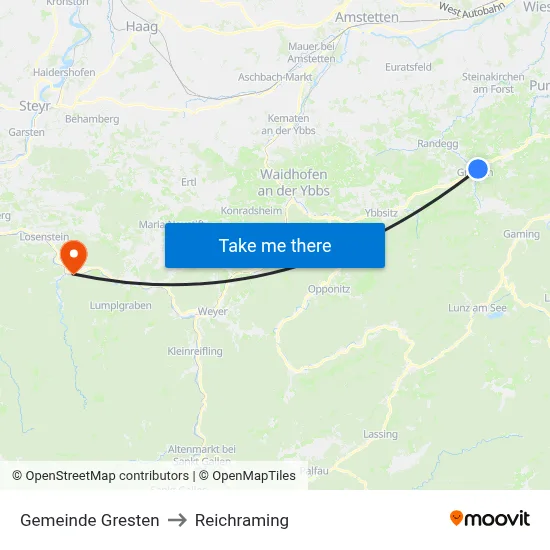 Gemeinde Gresten to Reichraming map