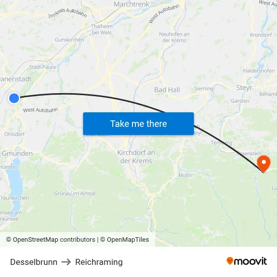 Desselbrunn to Reichraming map