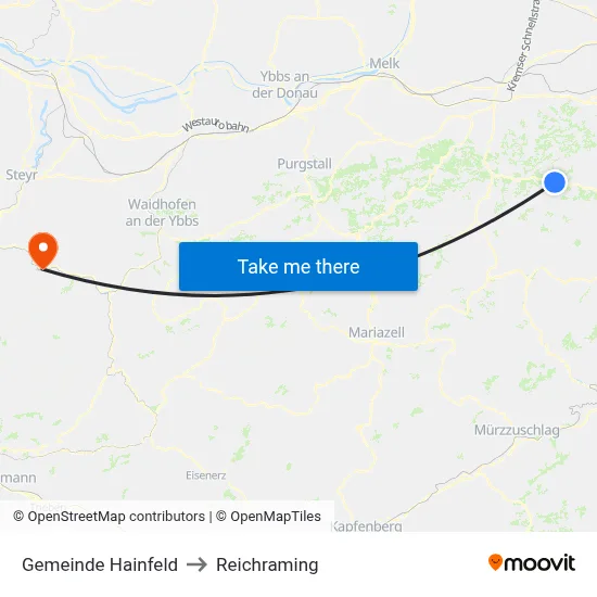 Gemeinde Hainfeld to Reichraming map