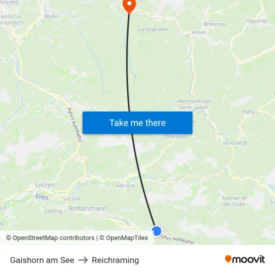 Gaishorn am See to Reichraming map