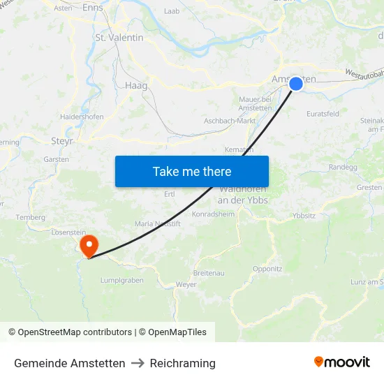 Gemeinde Amstetten to Reichraming map
