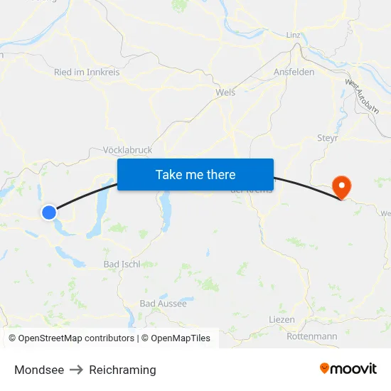 Mondsee to Reichraming map