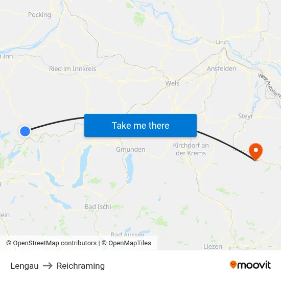 Lengau to Reichraming map