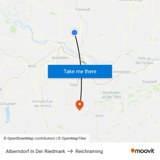 Alberndorf In Der Riedmark to Reichraming map