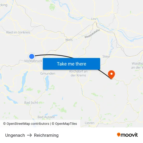 Ungenach to Reichraming map