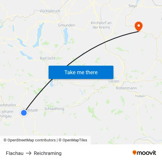 Flachau to Reichraming map