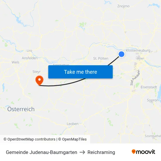 Gemeinde Judenau-Baumgarten to Reichraming map