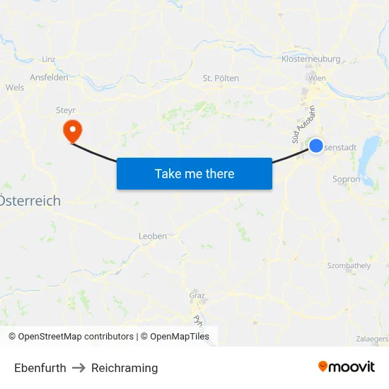 Ebenfurth to Reichraming map
