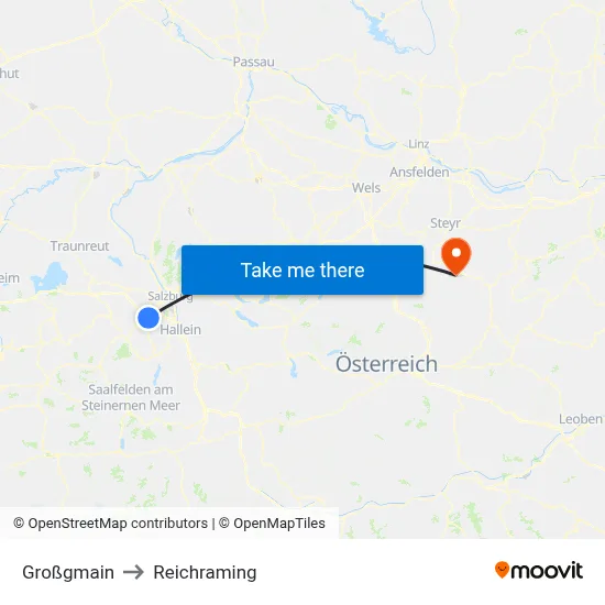 Großgmain to Reichraming map