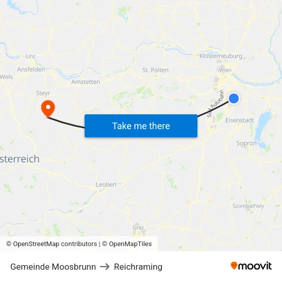 Gemeinde Moosbrunn to Reichraming map