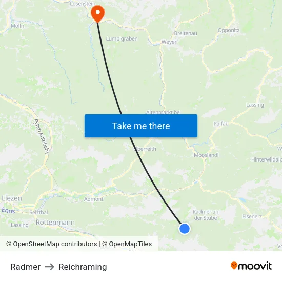 Radmer to Reichraming map