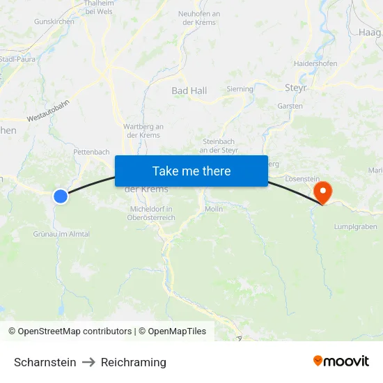Scharnstein to Reichraming map