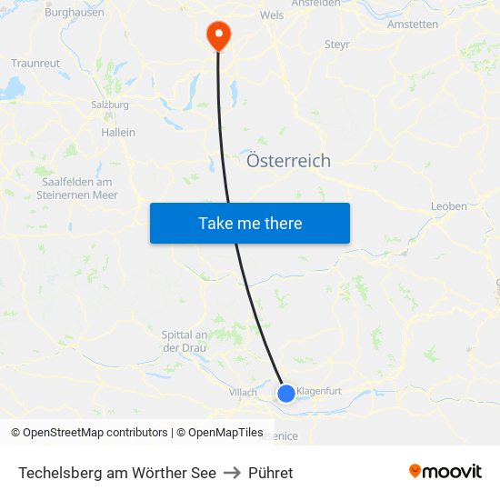 Techelsberg am Wörther See to Pühret map