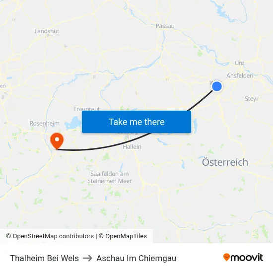 Thalheim Bei Wels to Aschau Im Chiemgau map