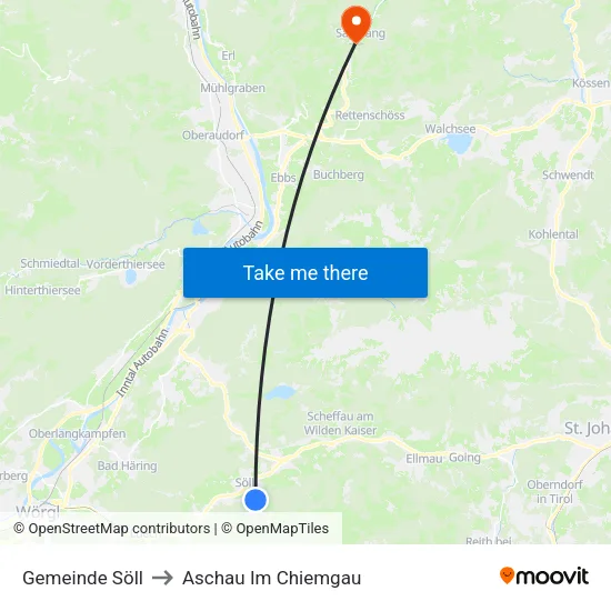 Gemeinde Söll to Aschau Im Chiemgau map