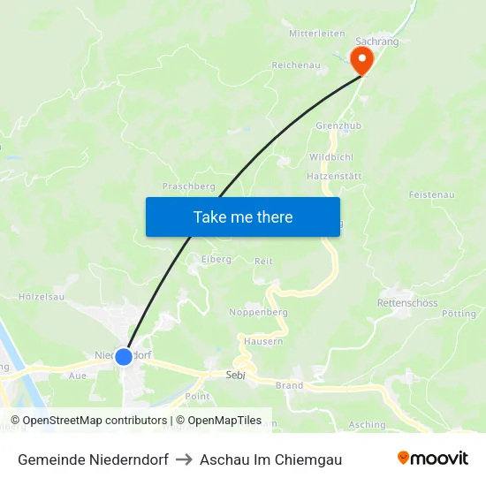Gemeinde Niederndorf to Aschau Im Chiemgau map