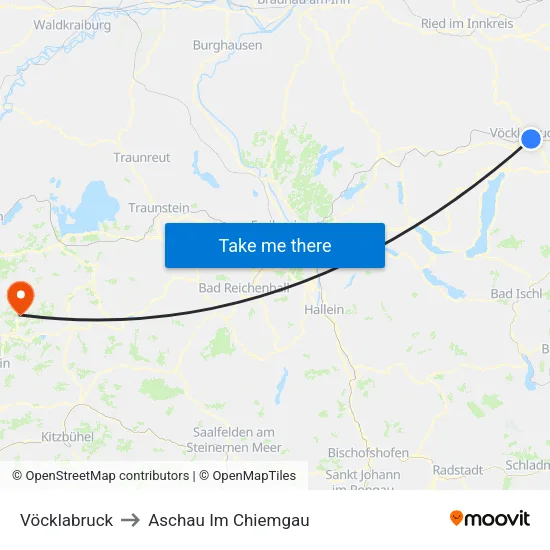 Vöcklabruck to Aschau Im Chiemgau map