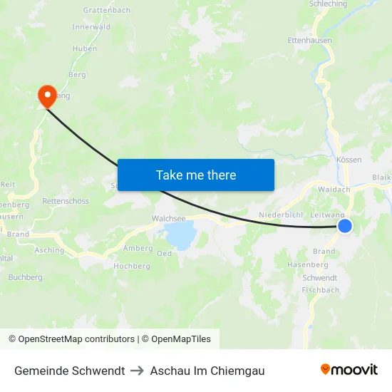 Gemeinde Schwendt to Aschau Im Chiemgau map