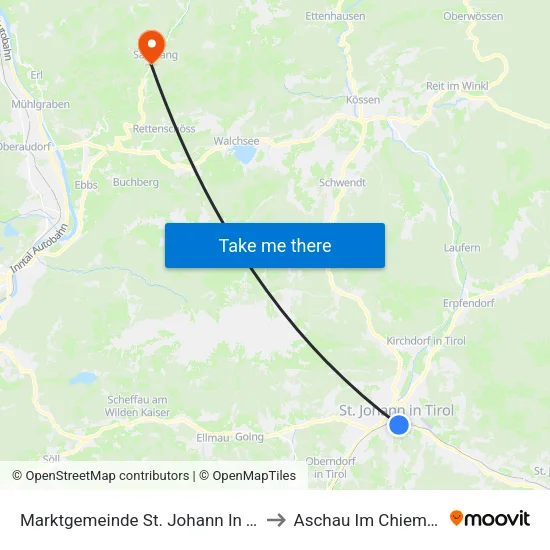 Marktgemeinde St. Johann In Tirol to Aschau Im Chiemgau map