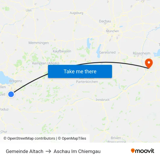 Gemeinde Altach to Aschau Im Chiemgau map