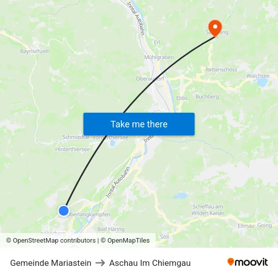 Gemeinde Mariastein to Aschau Im Chiemgau map