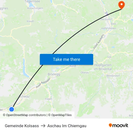 Gemeinde Kolsass to Aschau Im Chiemgau map
