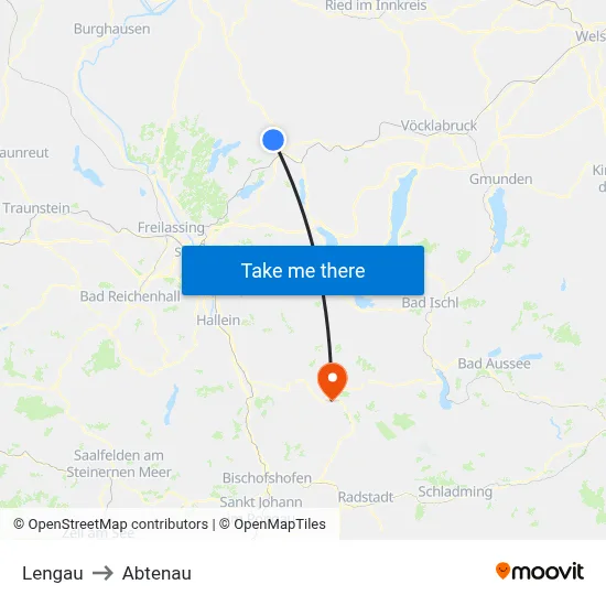 Lengau to Abtenau map