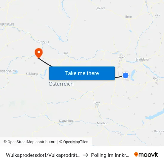 Wulkaprodersdorf/Vulkaprodrštof to Polling Im Innkreis map