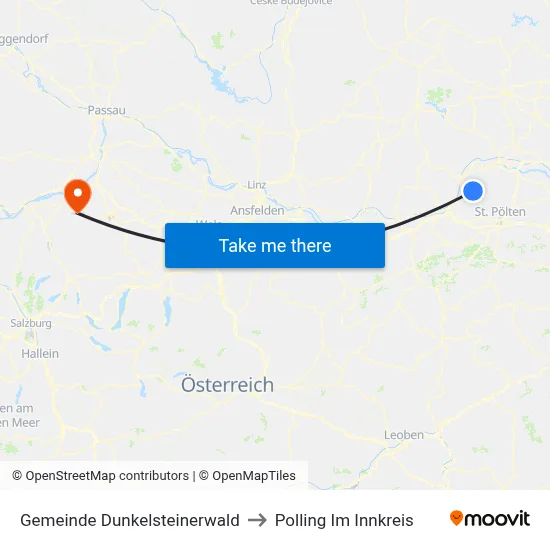 Gemeinde Dunkelsteinerwald to Polling Im Innkreis map