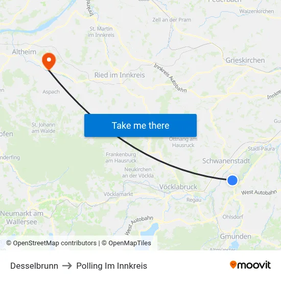Desselbrunn to Polling Im Innkreis map