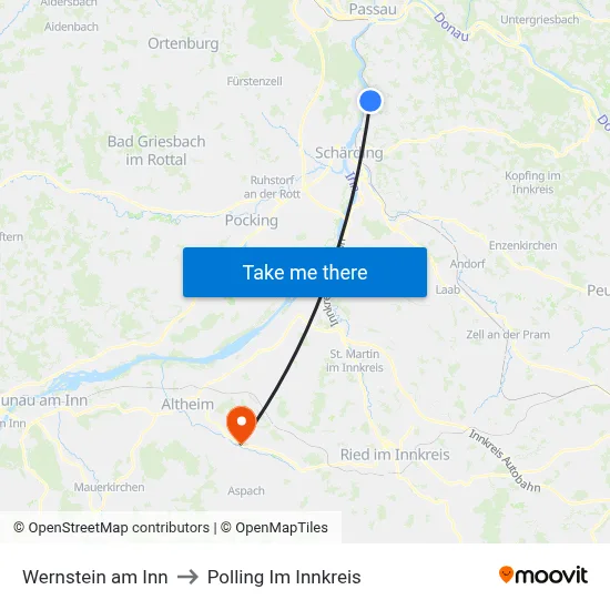 Wernstein am Inn to Polling Im Innkreis map