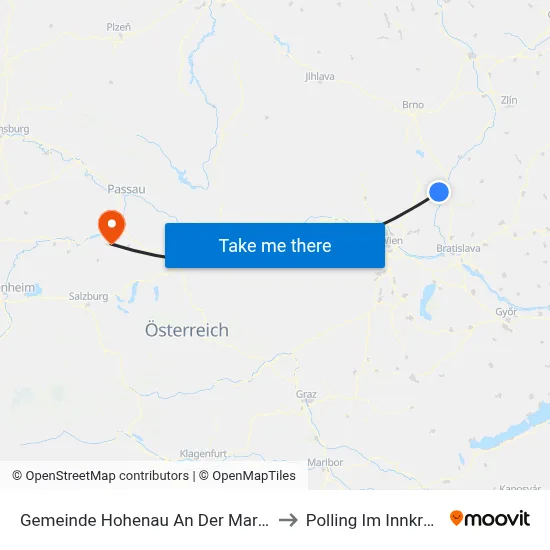 Gemeinde Hohenau An Der March to Polling Im Innkreis map