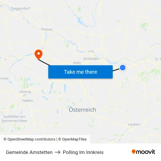 Gemeinde Amstetten to Polling Im Innkreis map