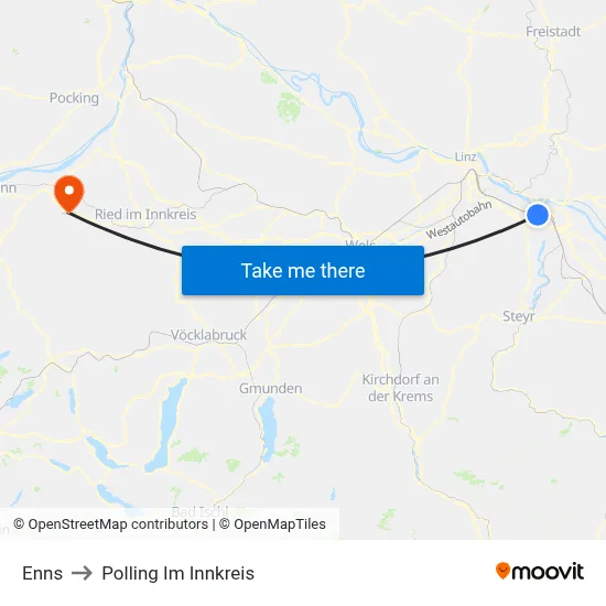 Enns to Polling Im Innkreis map