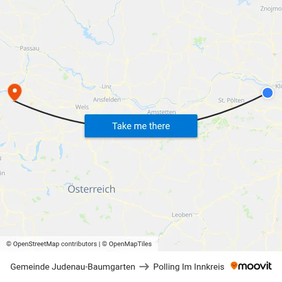 Gemeinde Judenau-Baumgarten to Polling Im Innkreis map