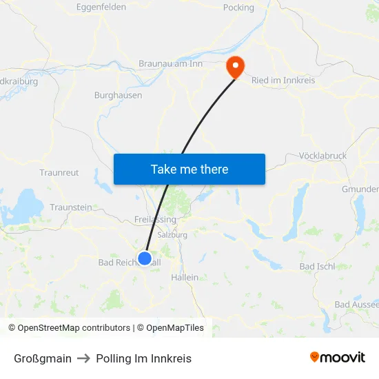 Großgmain to Polling Im Innkreis map