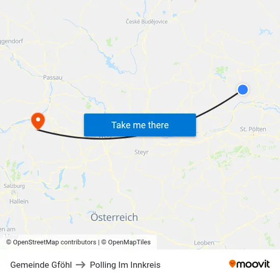 Gemeinde Gföhl to Polling Im Innkreis map