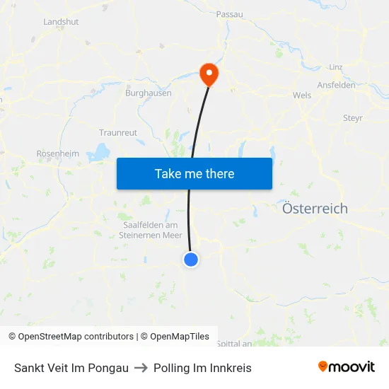 Sankt Veit Im Pongau to Polling Im Innkreis map