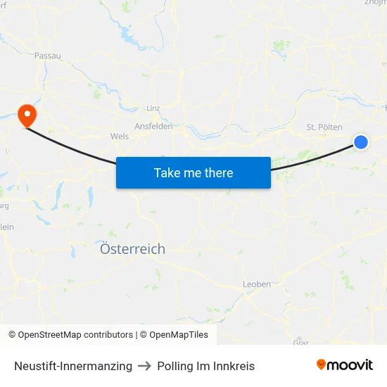 Neustift-Innermanzing to Polling Im Innkreis map