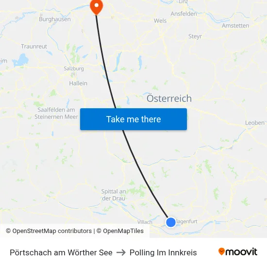 Pörtschach am Wörther See to Polling Im Innkreis map