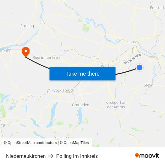 Niederneukirchen to Polling Im Innkreis map