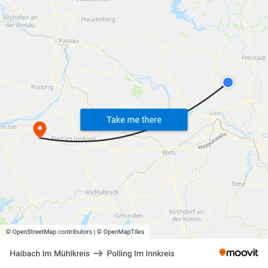 Haibach Im Mühlkreis to Polling Im Innkreis map