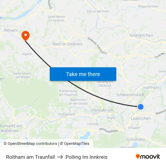 Roitham am Traunfall to Polling Im Innkreis map